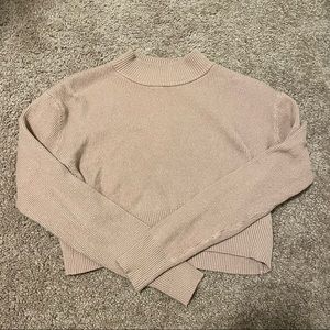 Tan mock neck cropped sweater